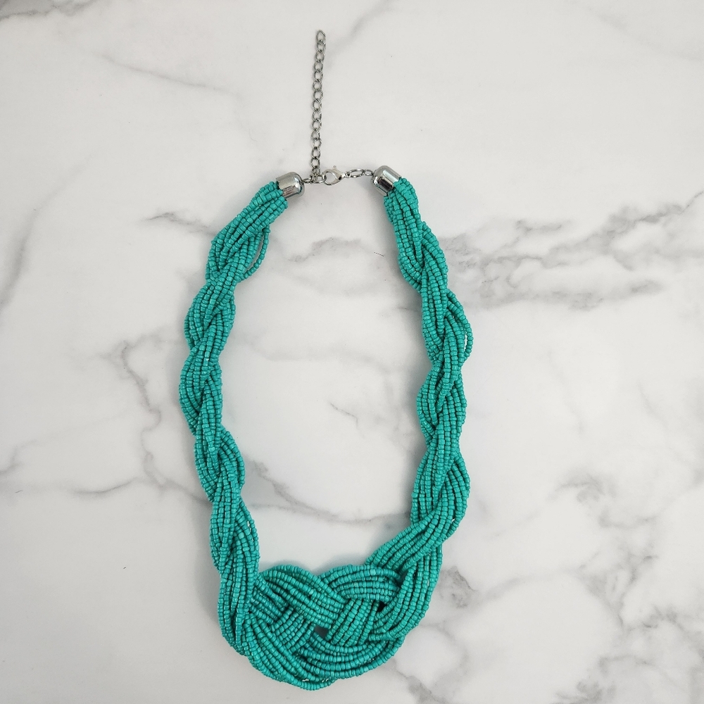 Paparazzi Turquoise Beaded Necklace & Earring Set Statement Style - Picture 8 of 9